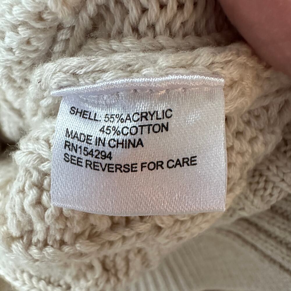 Evereve Sweater Womens XS Cable Knit Alexis Strong Shoulder Pullover Ivory - Picture 11 of 12